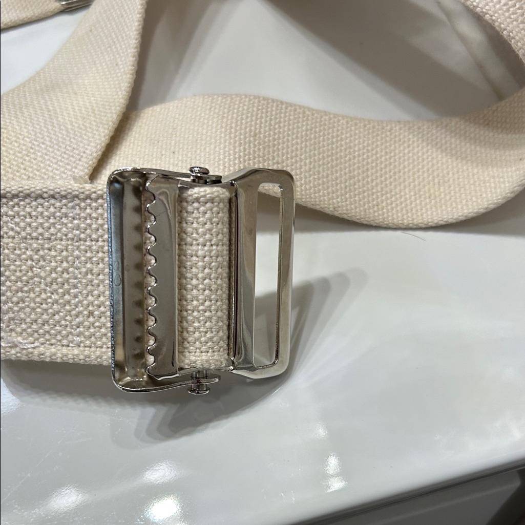 Beige Canvas Belt With Silver Buckle